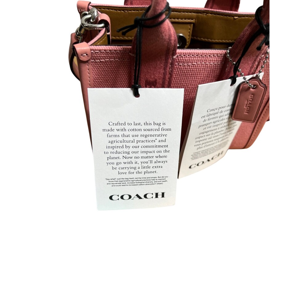 Coach Smith Mini Tote Bag Blush Pink Canvas Leather Crossbody CS618 New - Picture 7 of 13